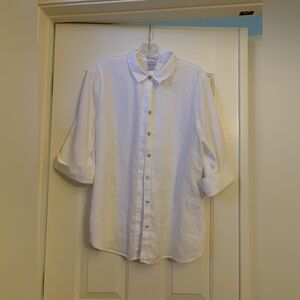 Chicos White No-iron Linen Shirt size 2(L-12)